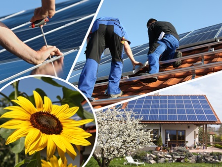 Photovoltaik Sonnenblume Handwerker